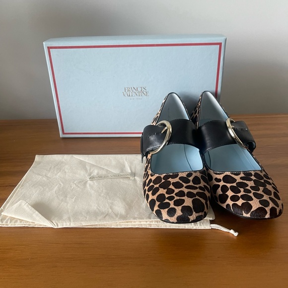 NIB Frances Valentine Katy Haircalf Cheetah Maryjanes Size 8.5 - Picture 3 of 15